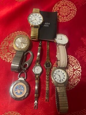 Assorted Watches are - Gold and Silver Tones Needs batteries and repair